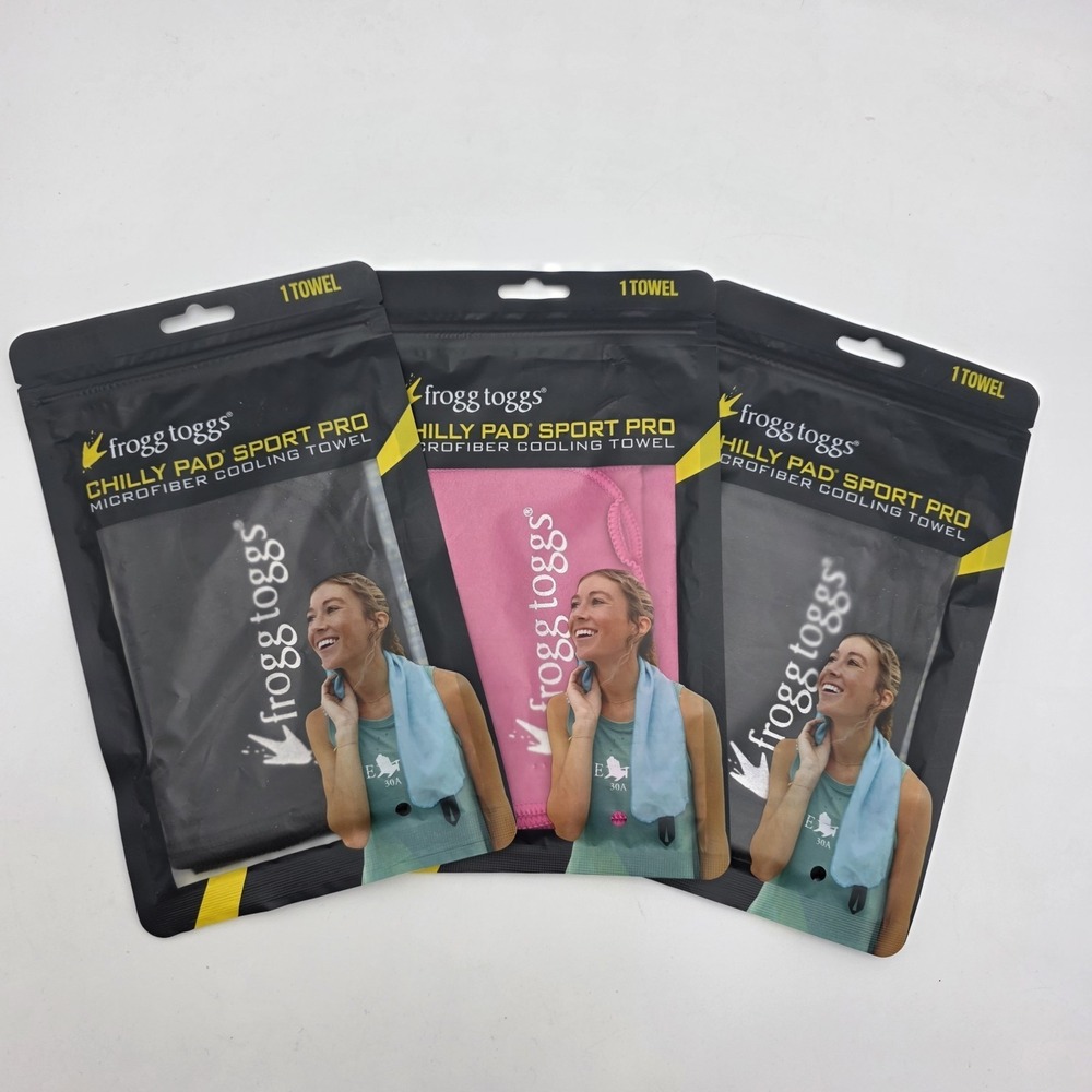 Lot of 3 Frogg Toggs  Chilly Pad Sport Pro Microfiber Cooling‎ Towel Black Pink